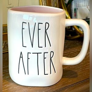 Rae Dunn “Ever After” mug in Ivory exterior and pink interior
